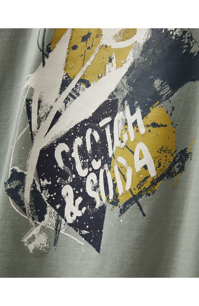 Scotch & Soda Dyed Boxy Crop Graphic T-Shirt, Alternate, color, Iceberg Green