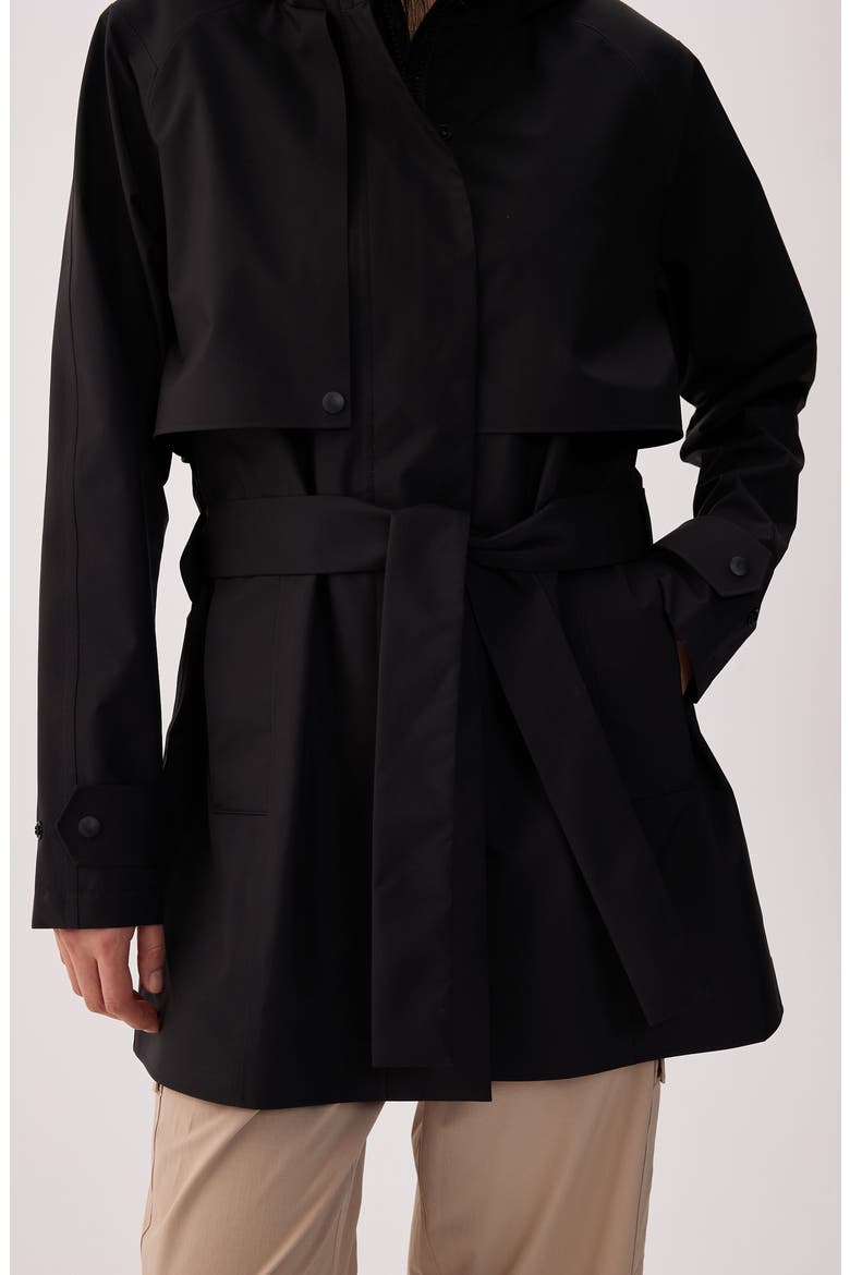 Aliz Water Repellent Short Trench Coat, Alternate, color, BLACK