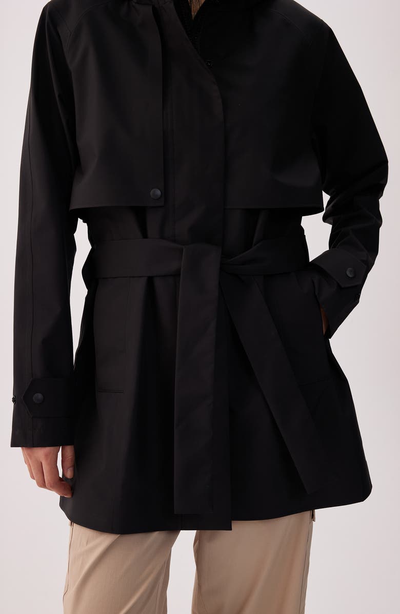 Lole Aliz Water Repellent Short Trench Coat, Alternate, color, Black