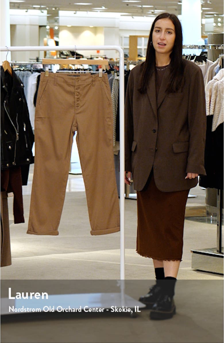 x Living in Yellow High Waist Cuffed Crop Button Fly Pants, sales video thumbnail