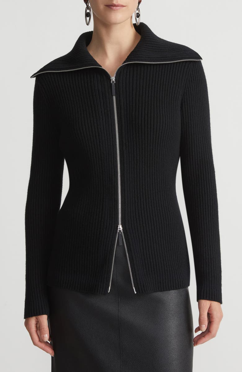 Lafayette 148 New York Rib Cashmere Zip Cardigan, Main, color, 