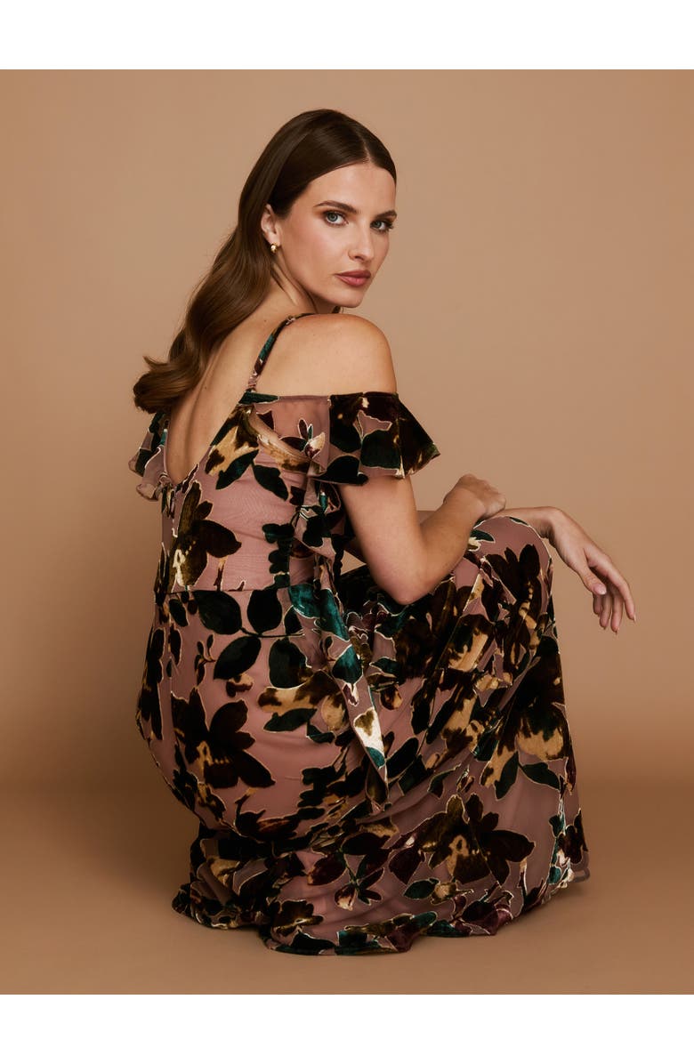 Six Stories Floral Devore Strappy Dress, Alternate, color, Turquoise