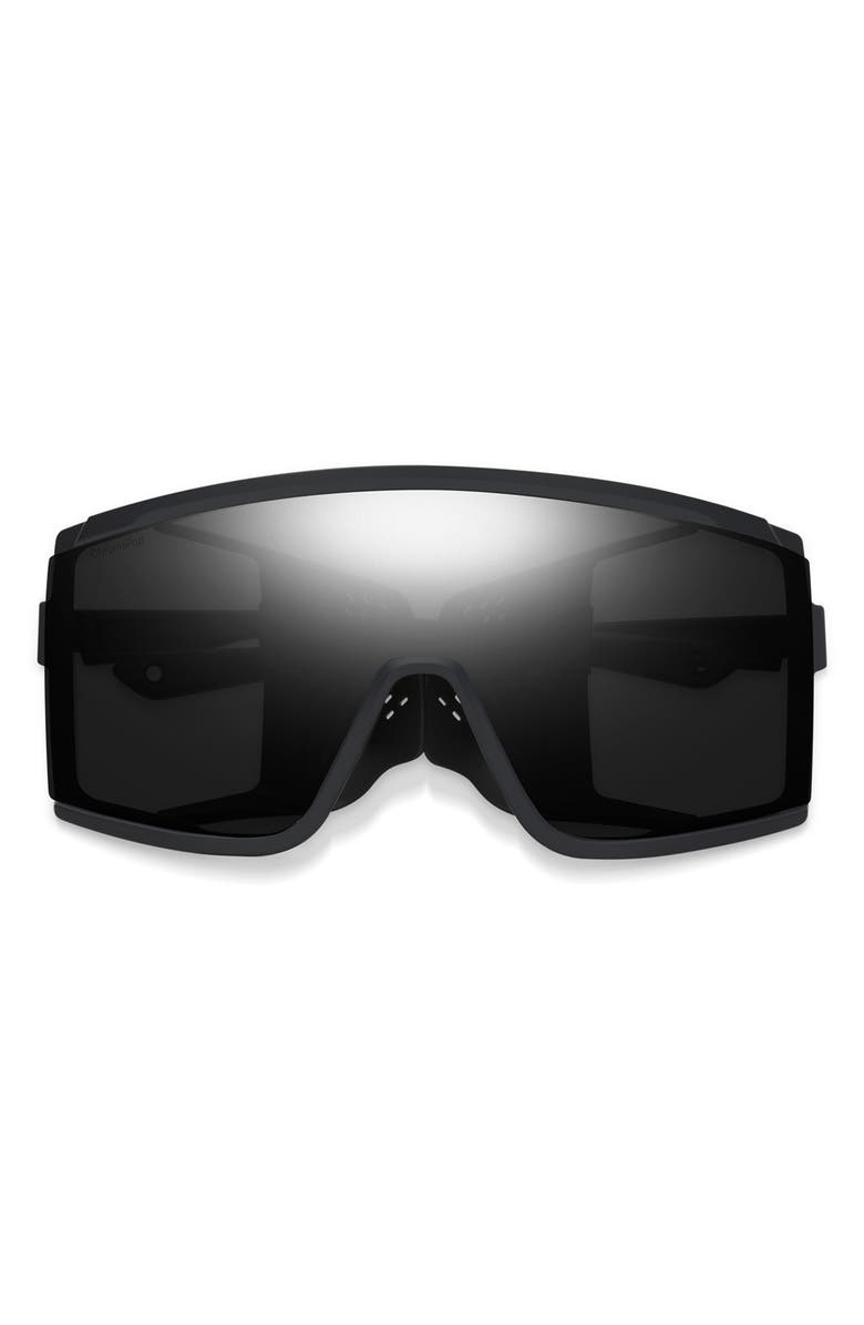 Smith Pursuit 148mm ChromaPop<sup>™</sup> Glacier Photochromic Polarized Shield Sunglasses, Main, color, Matte Black / Chromapop Black