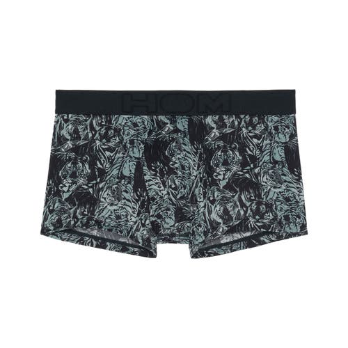 Hom Tiger Print Boxer Briefs In Dark Grey Print