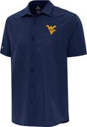 ANTIGUA Men's Antigua  Navy West Virginia Mountaineers Activate Woven Short Sleeve Button-Down Shirt