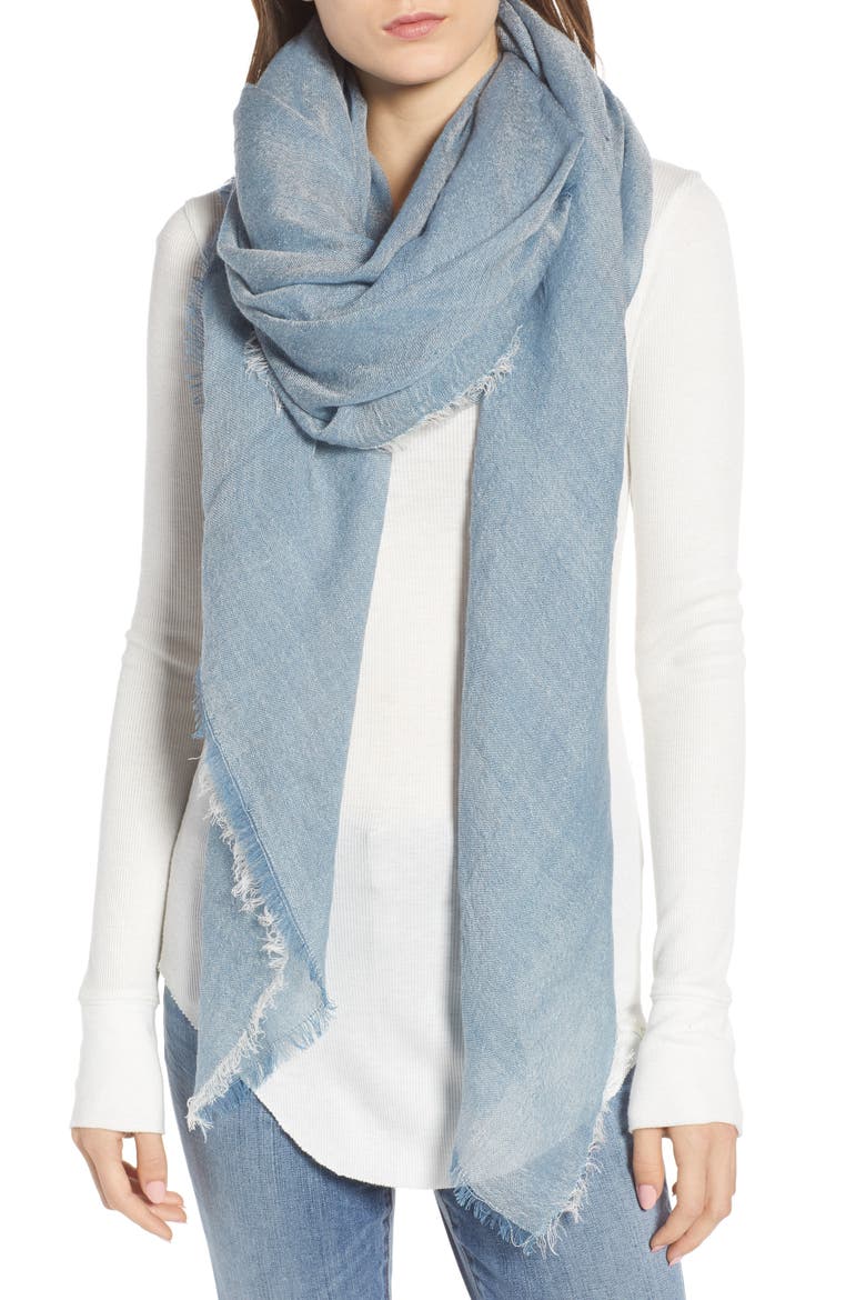 Lightweight Cross Dyed Scarf, Main, color, BLUE COMBO