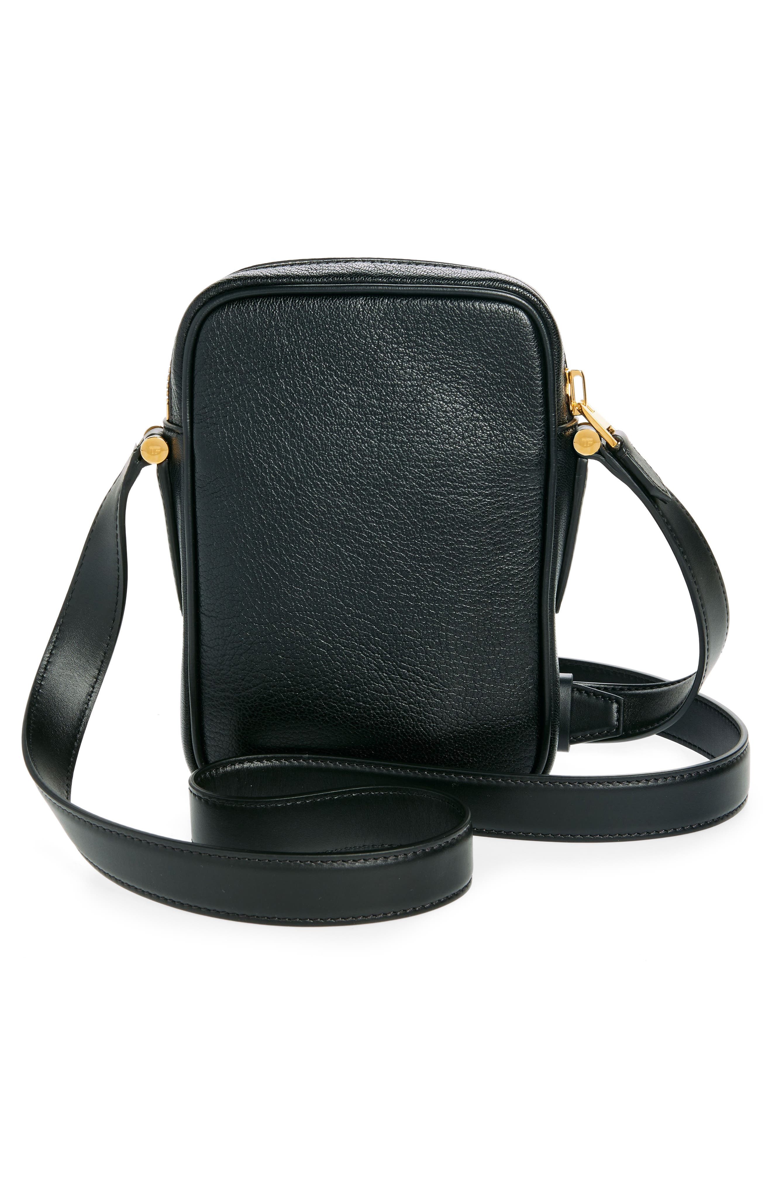Small Goatskin Messenger Bag, Alternate, color, 1N001 BLACK
