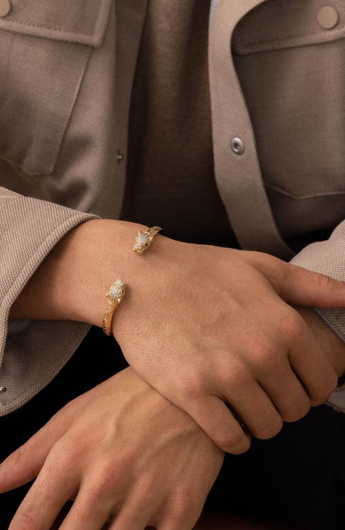 Nialaya Gold Cz Masculine Panther Bangle In Gold