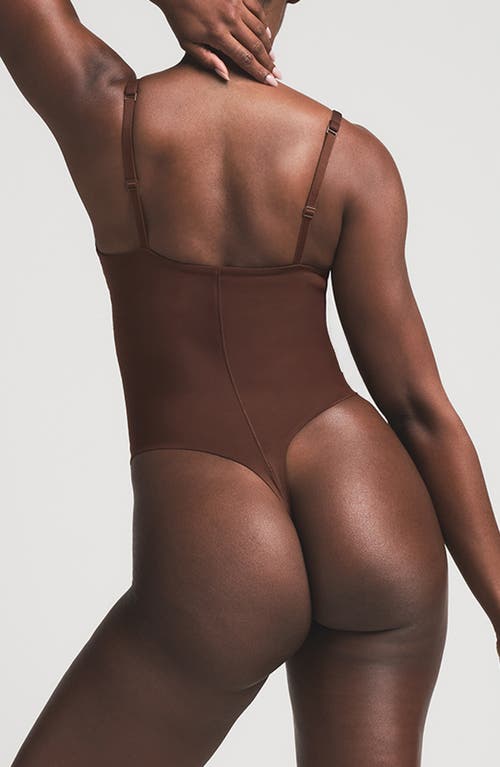 Skims Ultimate Body Push-up Thong Bodysuit In Brown