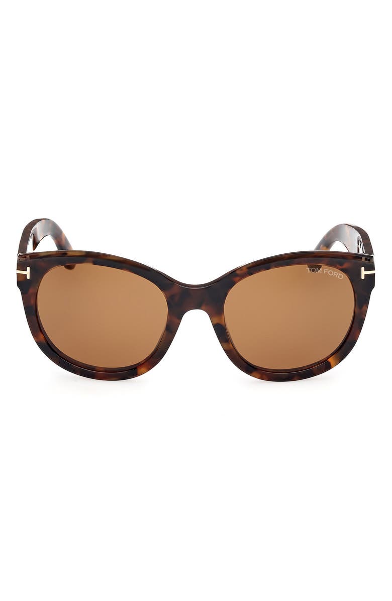 TOM FORD Tamara 54mm Round Sunglasses, Main, color, Dark Havana / Brown