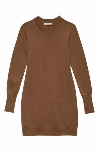 FRAME Cutout Long Sleeve Cashmere Blend Sweater Minidress
