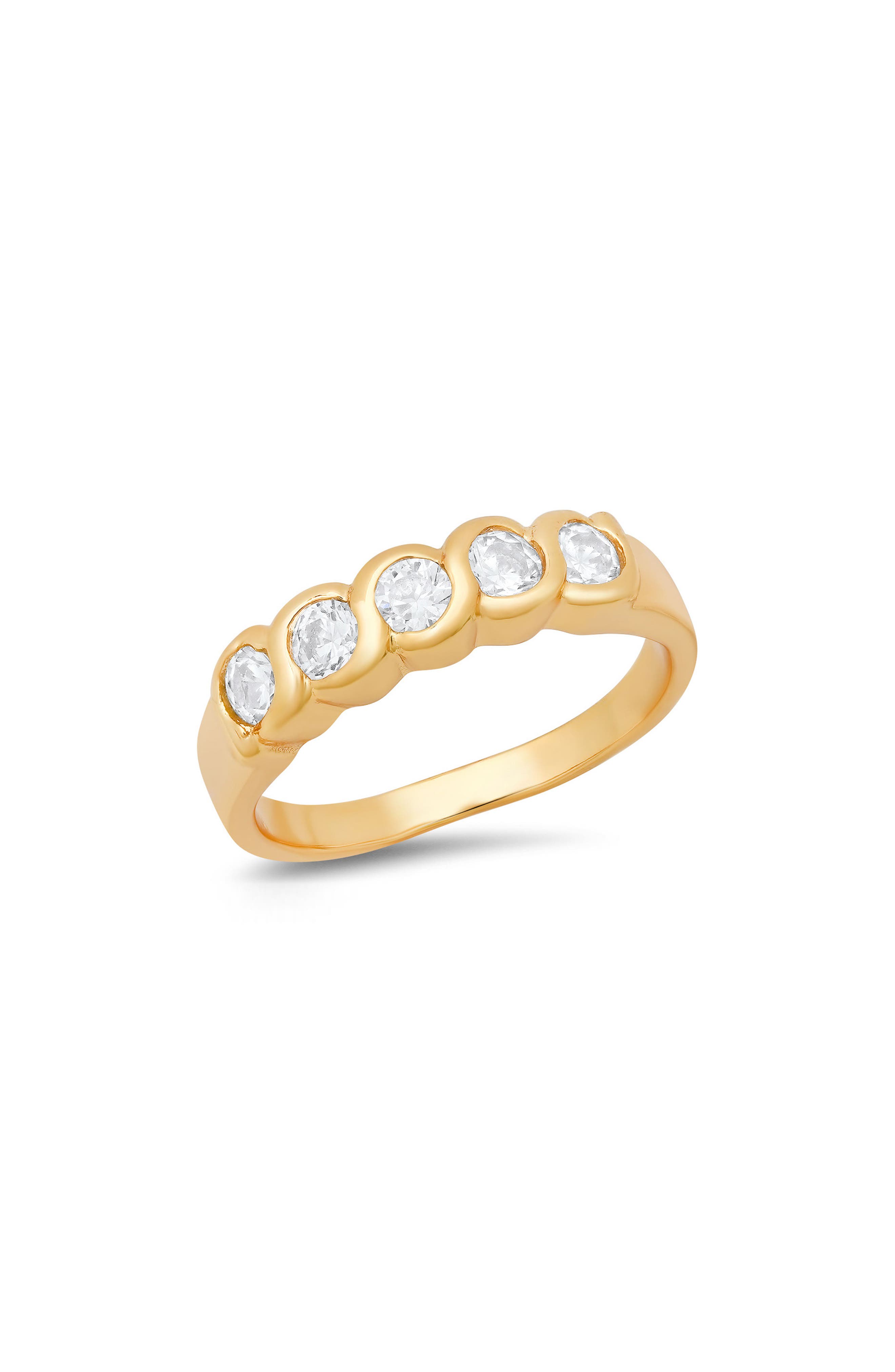 HMY JEWELRY 18K Gold Plated Simulated Diamond Band Ring