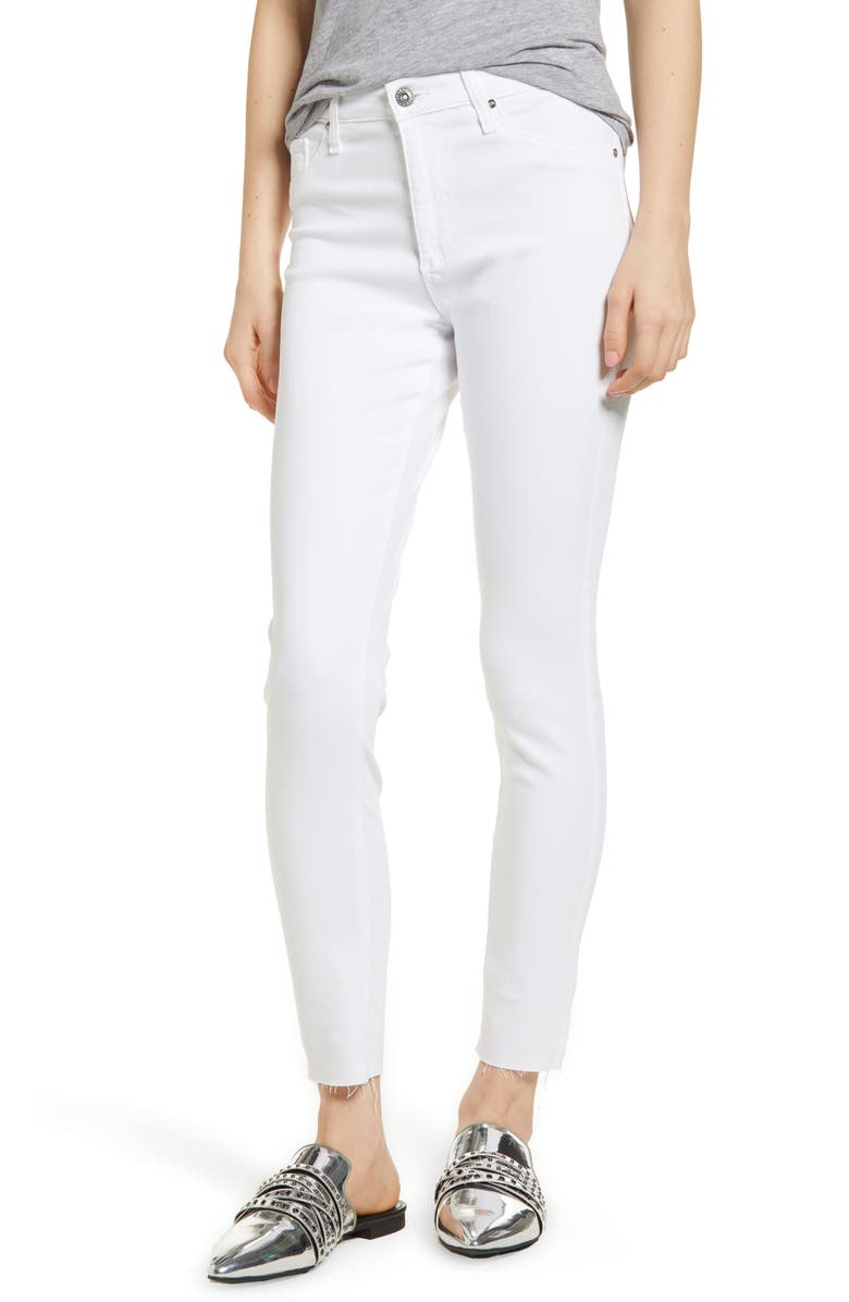AG The Farrah High Waist Raw Hem Ankle Skinny Jeans, Main, color,
