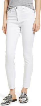 AG The Farrah High Waist Raw Hem Ankle Skinny Jeans
