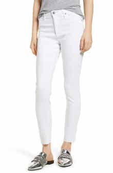 AG The Farrah High Waist Raw Hem Ankle Skinny Jeans