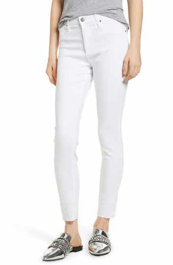 AG The Farrah High Waist Raw Hem Ankle Skinny Jeans