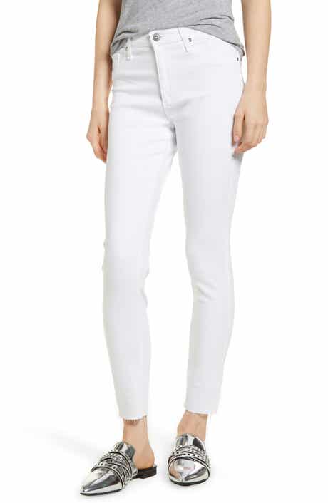 AG The Farrah High Waist Raw Hem Ankle Skinny Jeans