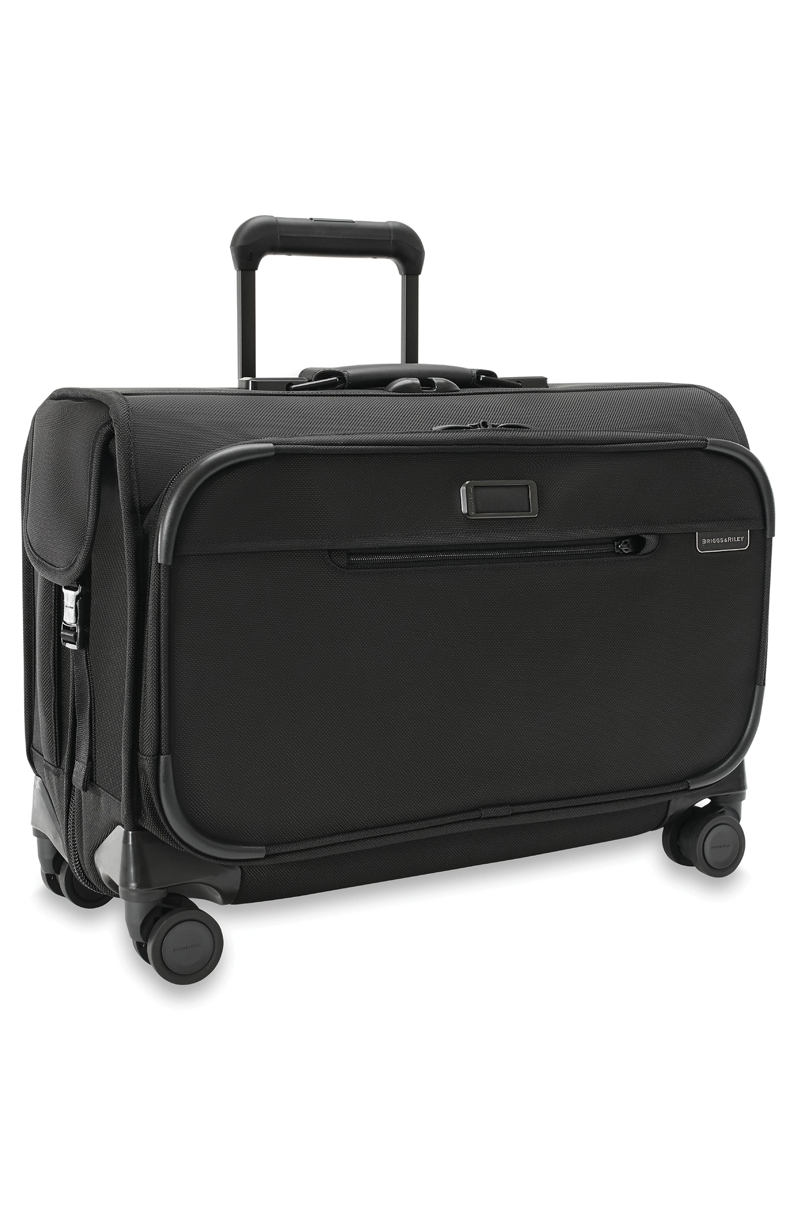 Briggs & Riley Baseline Wide Spinner Carry-On Garment Bag, Alternate, color, Black
