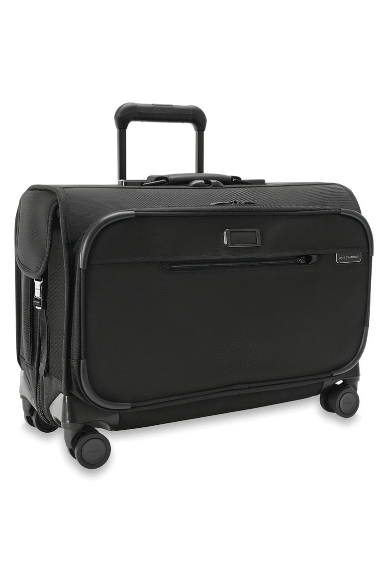 Baseline Wide Spinner Carry-On Garment Bag, Alternate, color, BLACK