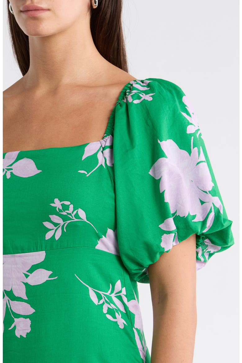 Zama Floral Xena Puff Sleeve Midi Dress, Alternate, color, KELLY-PINK-MULTI