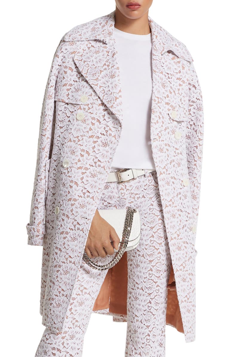 Michael Kors Collection Floral Lace Trench Coat, Main, color, 
