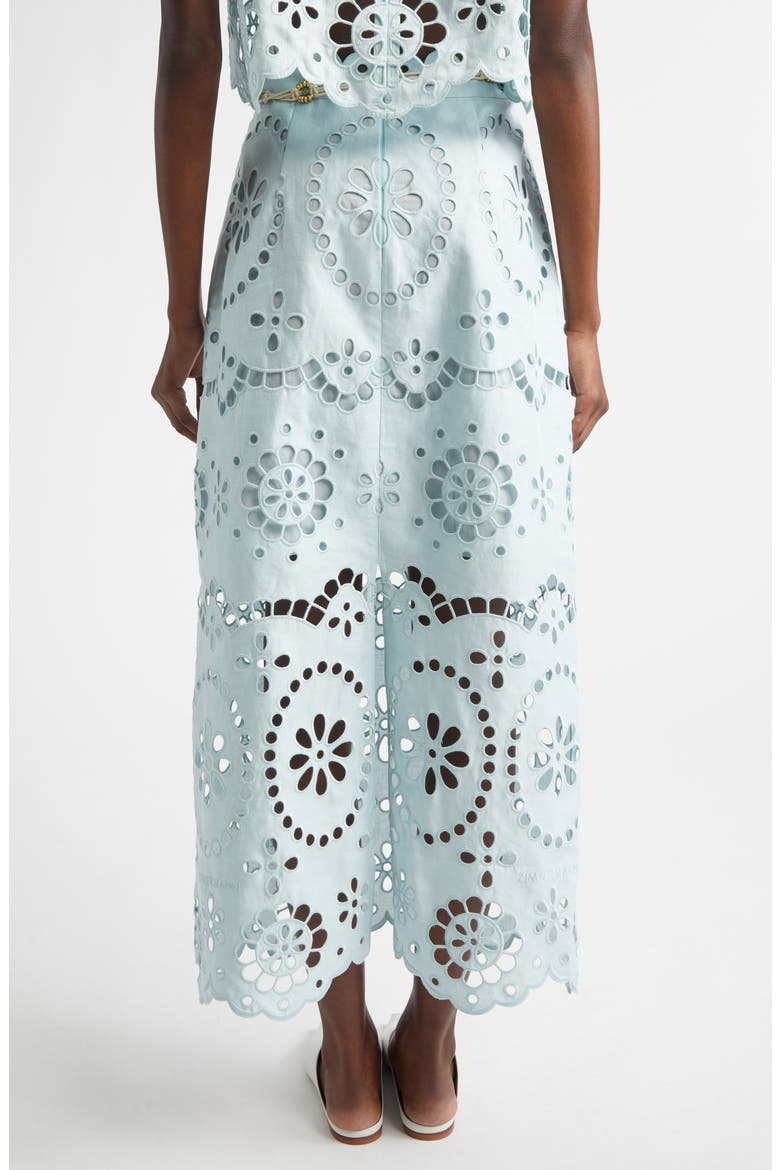 Awaken Belted Broderie Anglaise Midi Skirt, Alternate, color, MINT