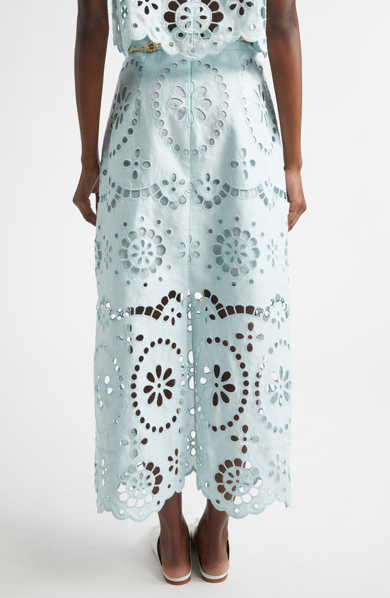 Zimmermann Awaken Belted Broderie Anglaise Midi Skirt, Alternate, color, Mint