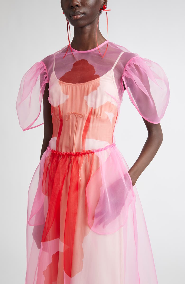 Simone Rocha Petal Sleeve Sculpted Organza Corset Dress, Alternate, color, 