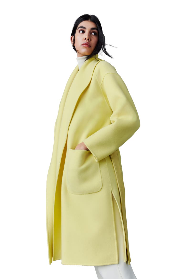 Thalia Double Face Tie Waist Wool Coat, Alternate, color, PALE LIME