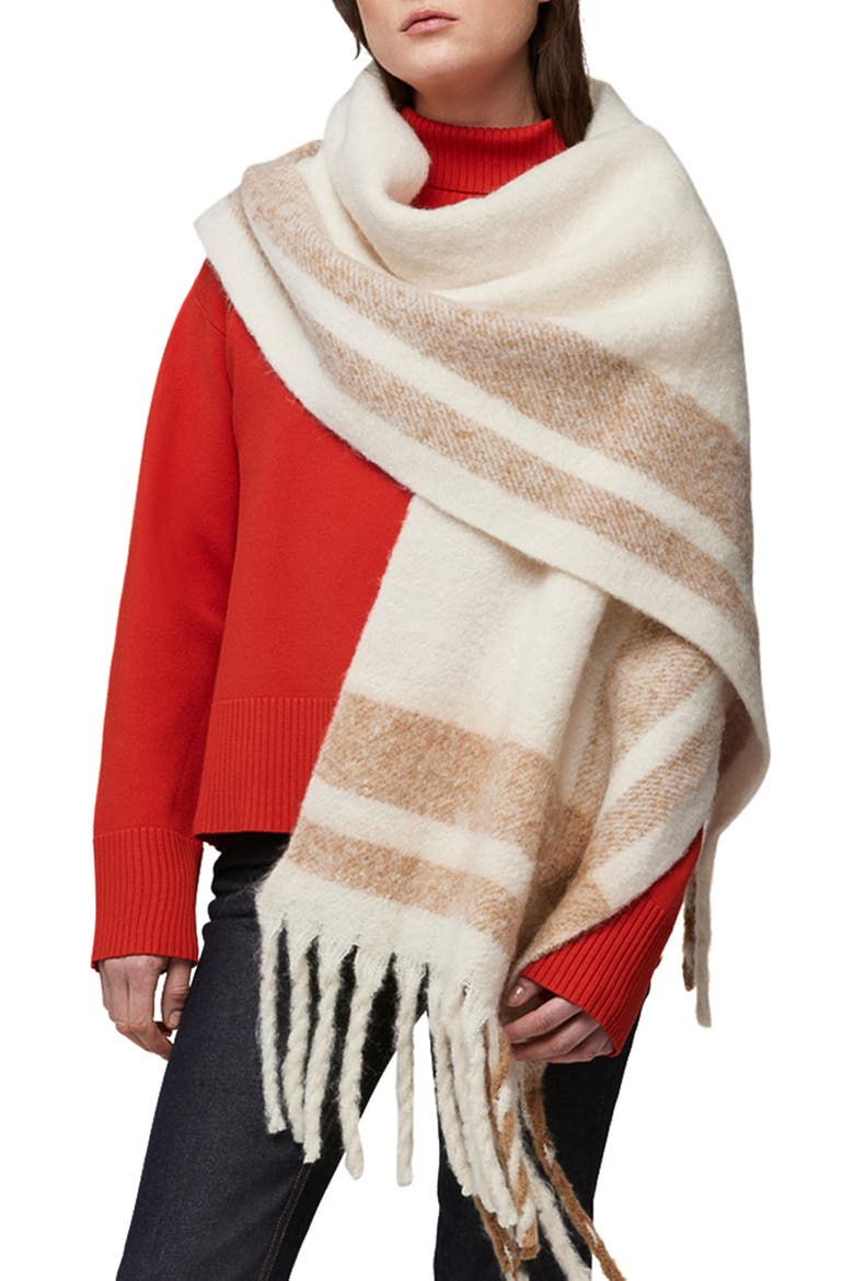 Jessi Stripe Fringed Scarf, Main, color, POWDER