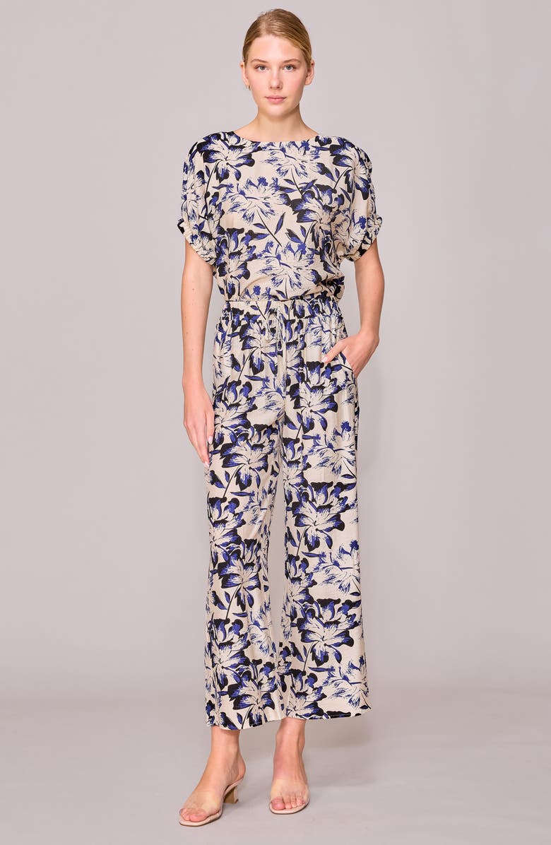 MELLODAY Floral Print Ankle Pants, Alternate, color, Navy Ivory