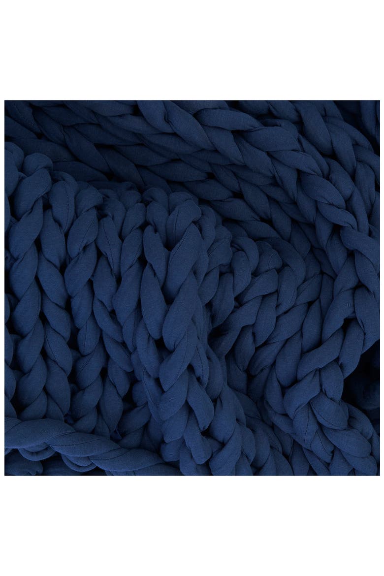 Organic Cotton Weighted Knit Blanket, Alternate, color, MIDNIGHT BLUE
