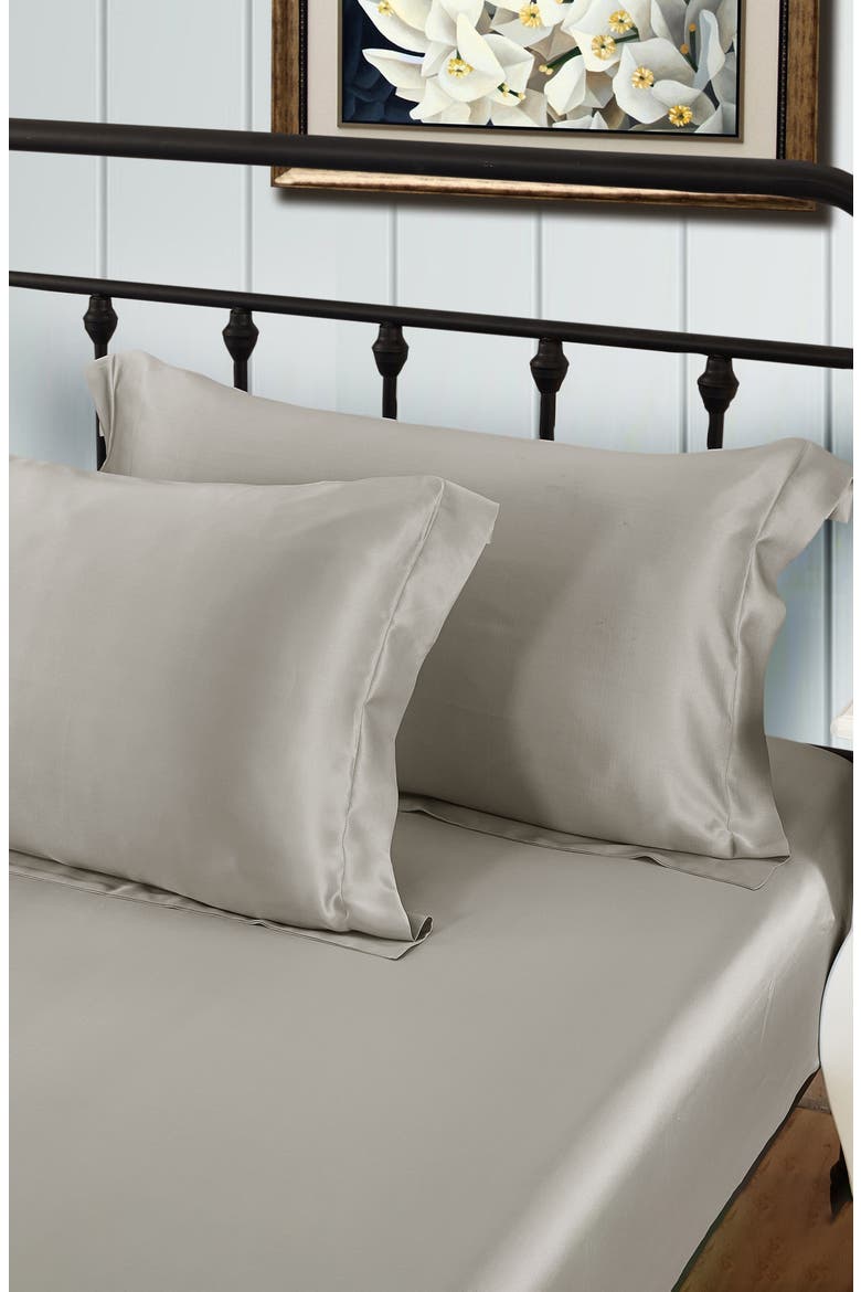 Pure Mulberry Silk Oxford Envelope Luxury Pillowcase, Alternate, color, Grey