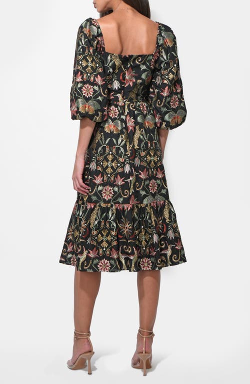 Adelyn Rae Lydia Floral Embroidery Midi Dress In Black