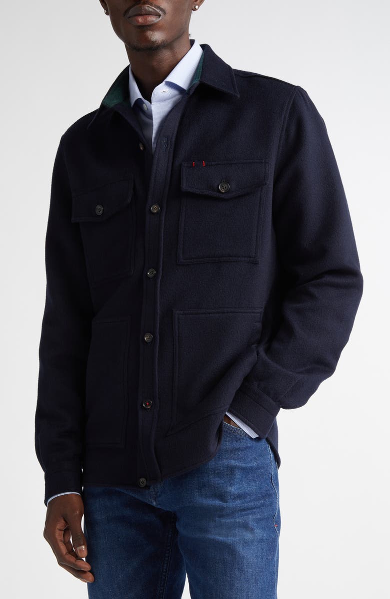 ISAIA Cashmere & Wool Overshirt, Alternate, color, Dark Blue