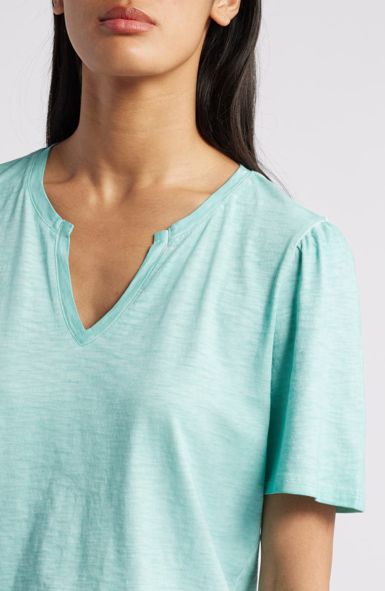 NZT by NIC+ZOE Split Neck Cotton T-Shirt, Alternate, color,
