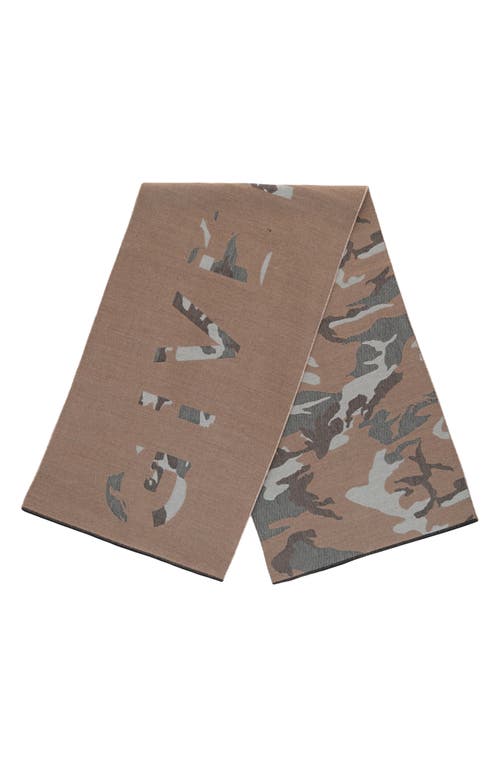 Givenchy Camouflage Logo Scarf Man Scarf Multicolored Size - Wool, Virgin Wool In Beige