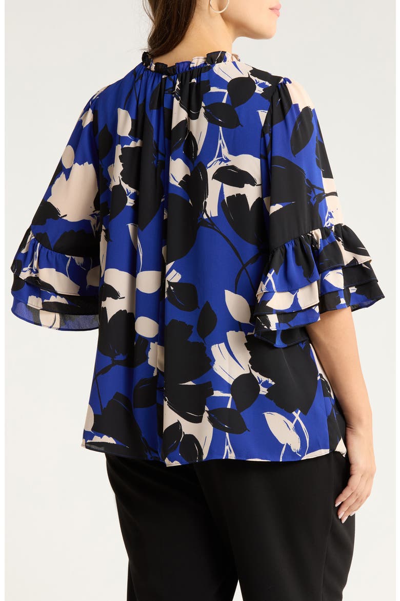 Anthem Print Ruffle Top, Alternate, color, BLUE-BLACK