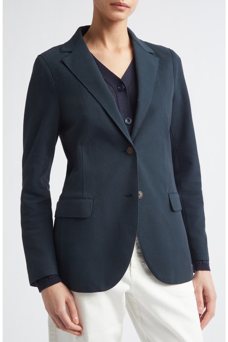 Cotton Blend Knit Blazer with Removable Hooded Bib, Alternate, color, NEW BLUE