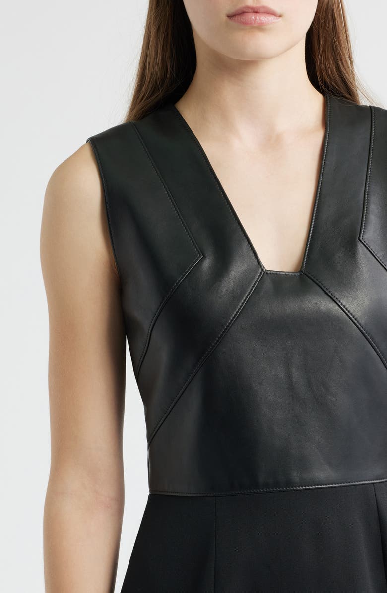 BOSS Drumialda Wool & Leather Column Dress, Alternate, color, Black