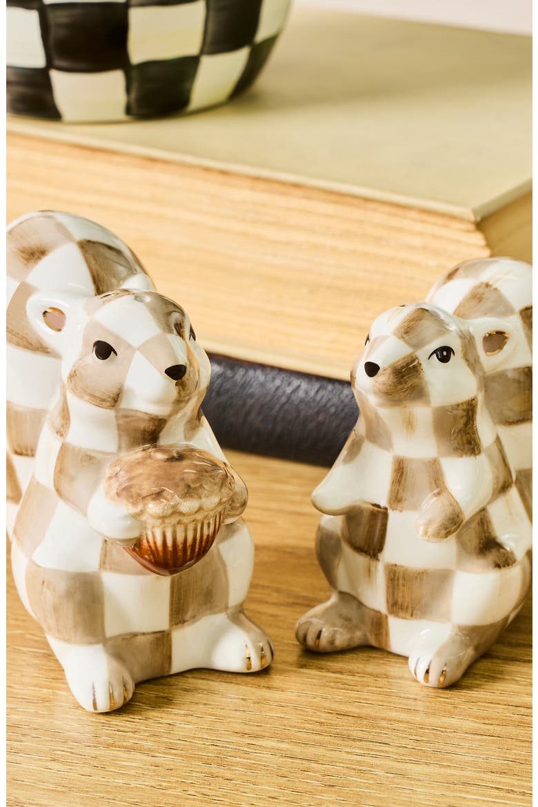Mocha Check Squirrel Salt & Pepper Shakers, Alternate, color, BROWN
