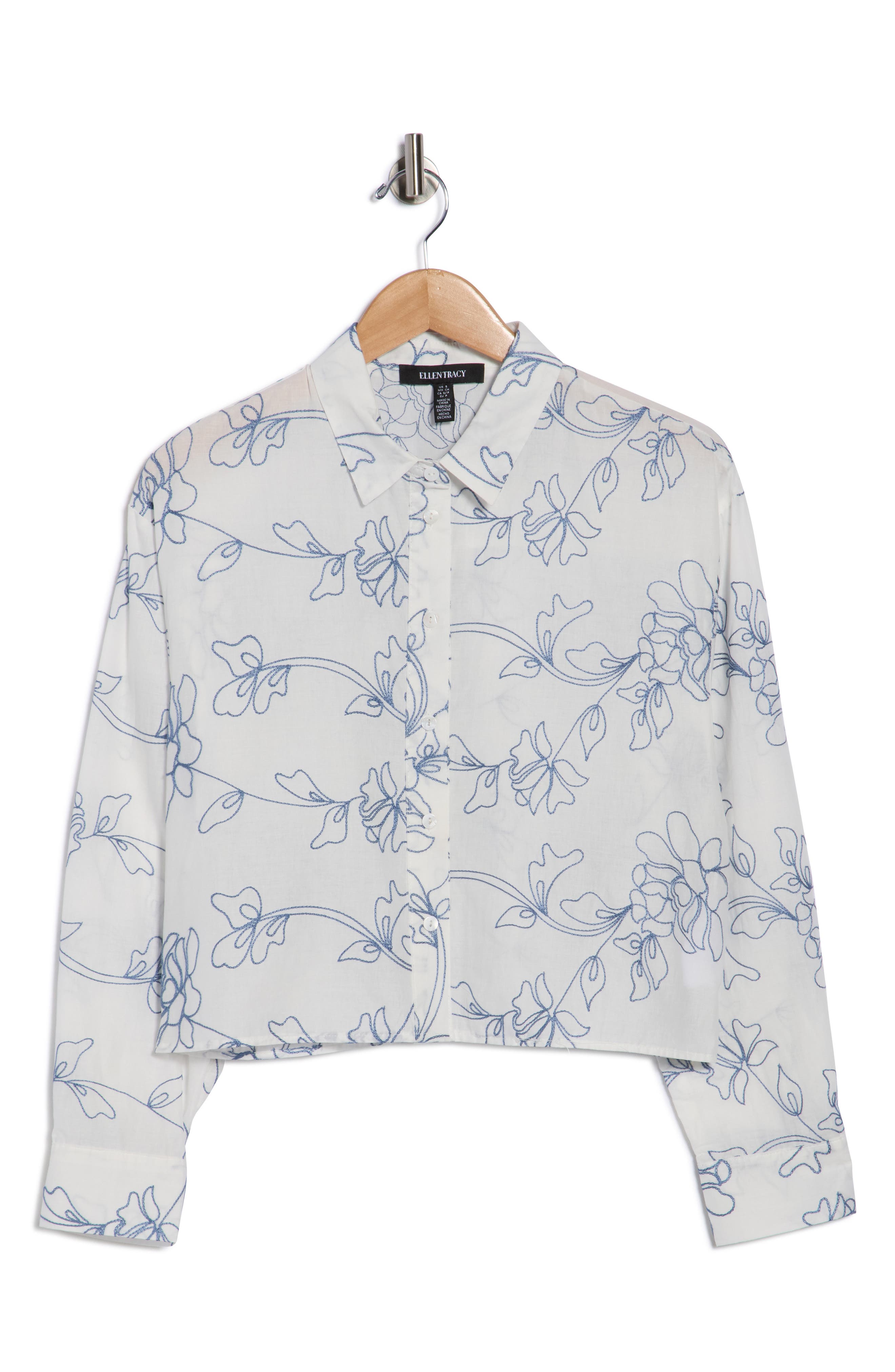 Ellen Tracy Embroidered Cotton Top