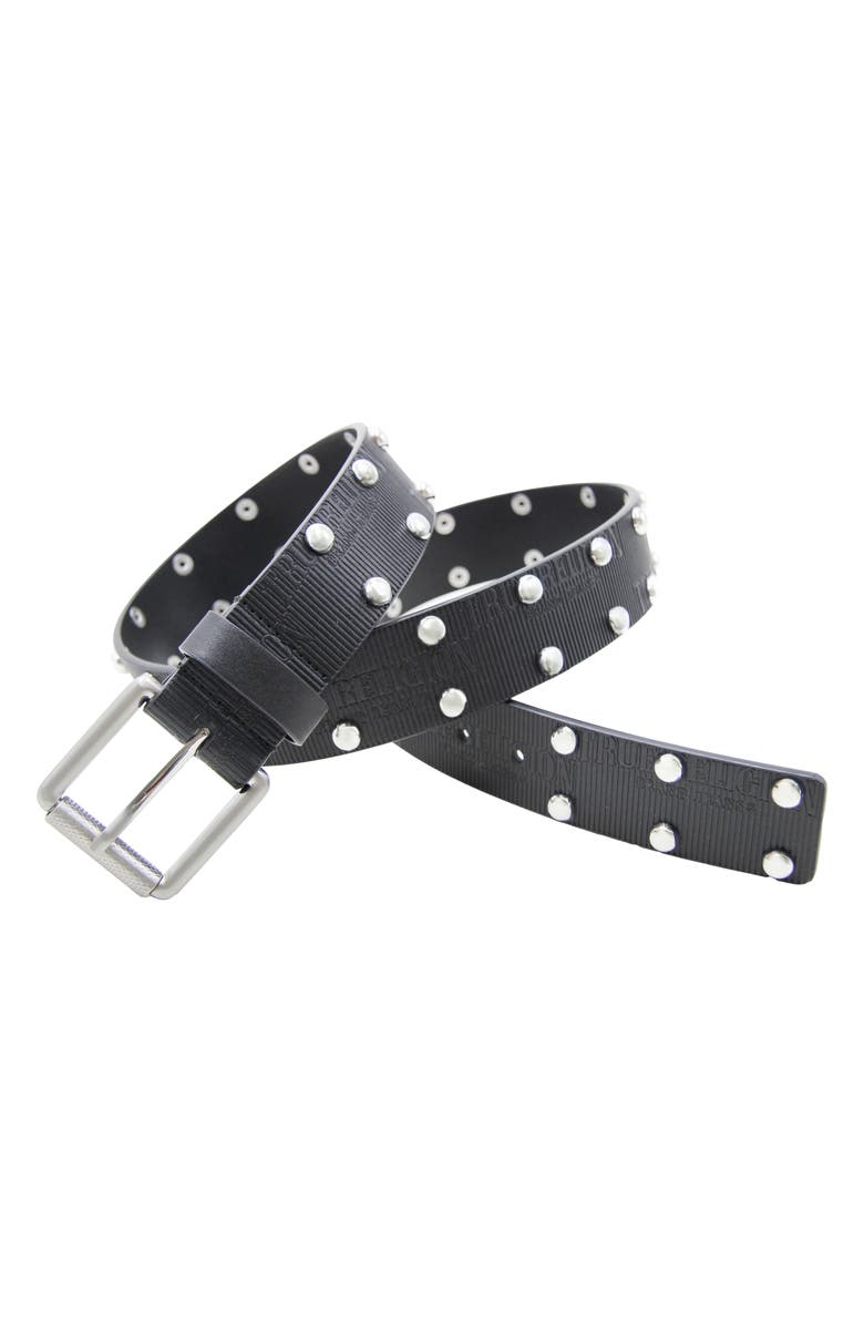 True Religion Vallow Studded Belt, Alternate, color, Black/ Silver