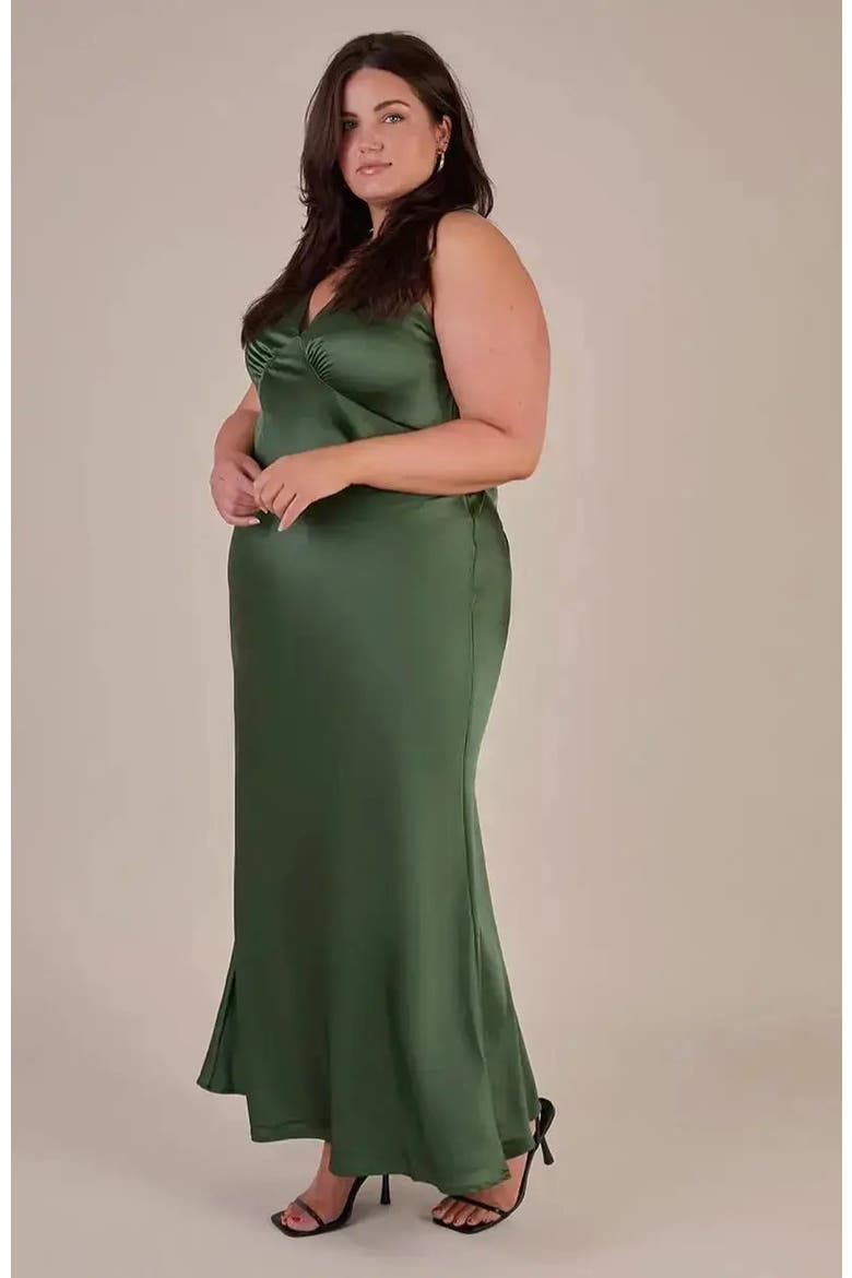 Amelia V-Neck Dress, Alternate, color, Olive Green