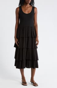 Ellen Tracy Twofer Tiered Midi Tank Dress