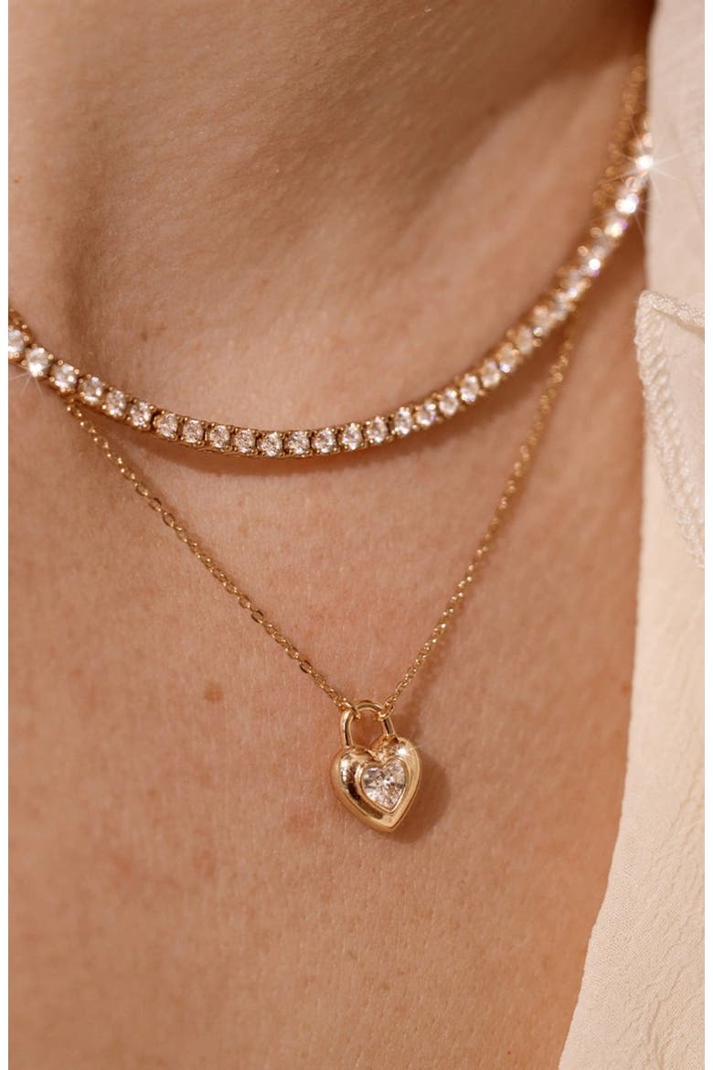 CZ Prong-Set Tennis Necklace, Alternate, color, Gold Vermeil