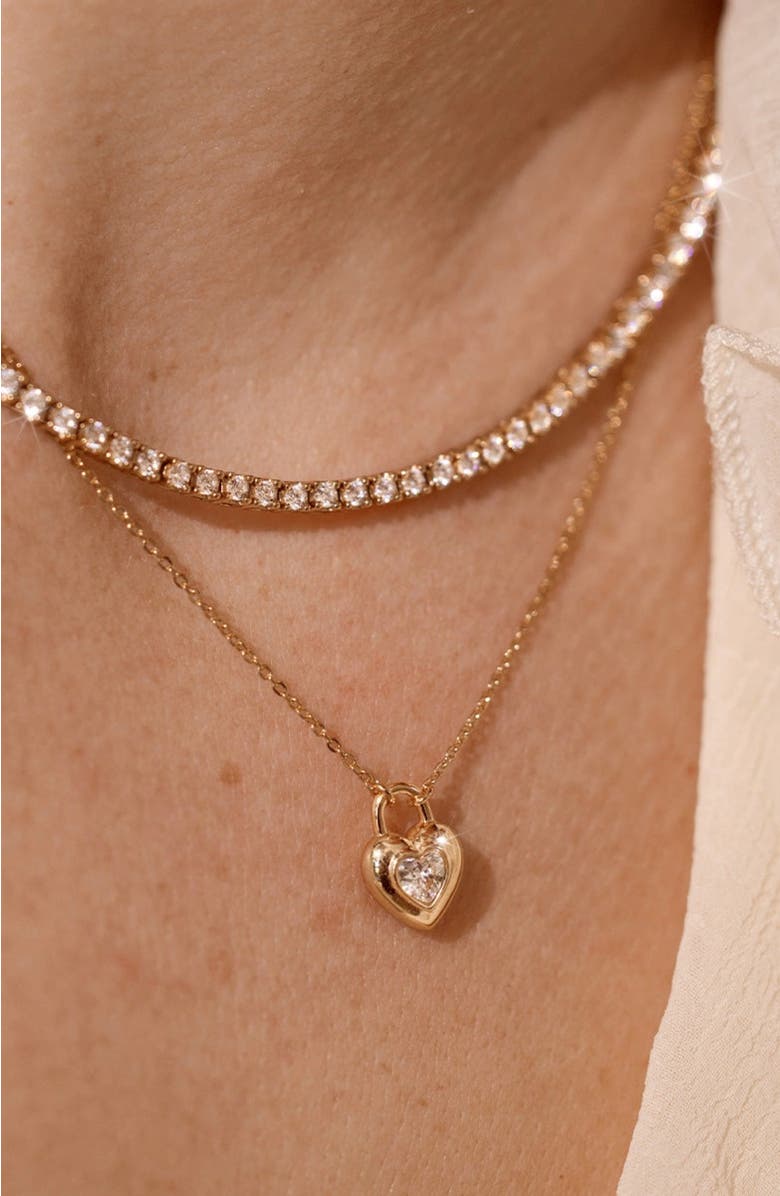 MADE BY MARY CZ Prong-Set Tennis Necklace, Alternate, color, Gold