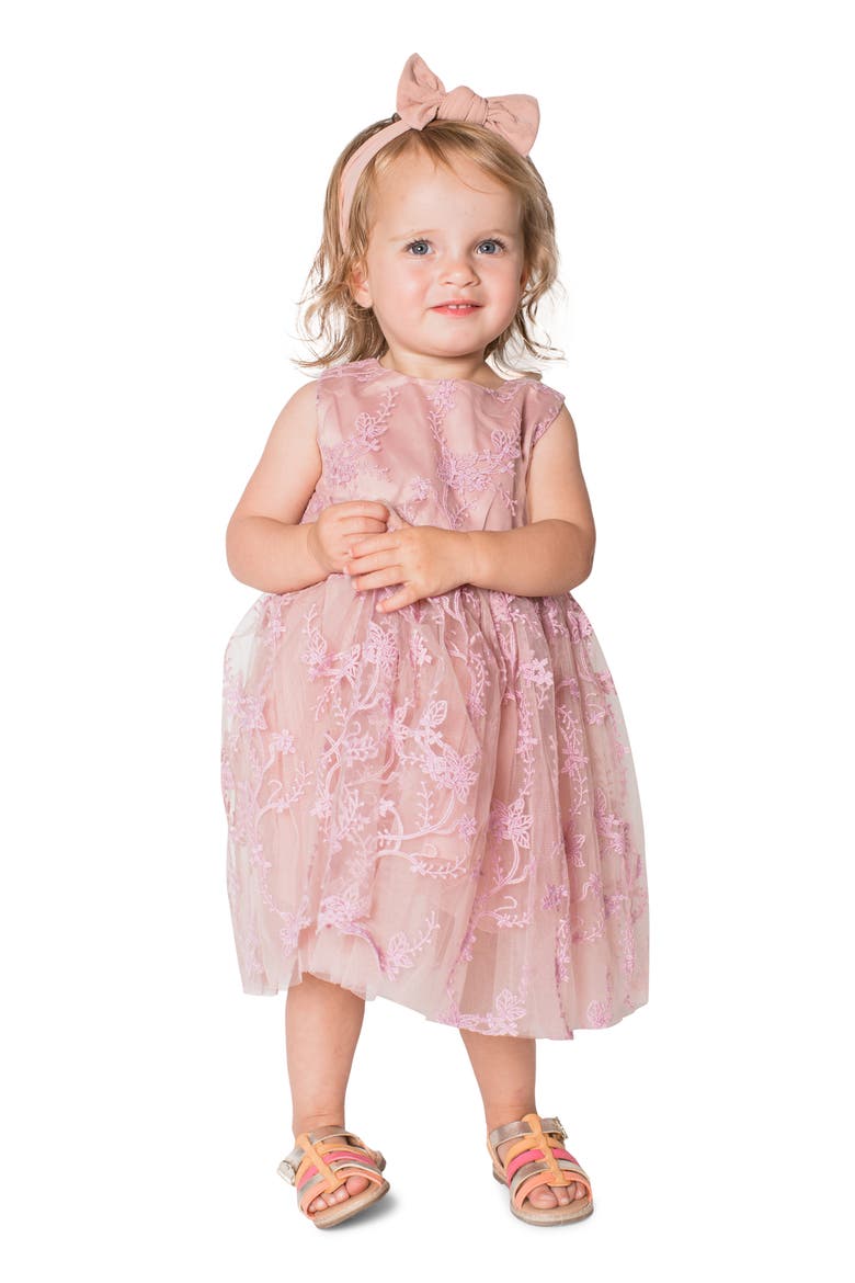 Kids' Embroidered Overlay Tulle Dress, Alternate, color, BLUSH