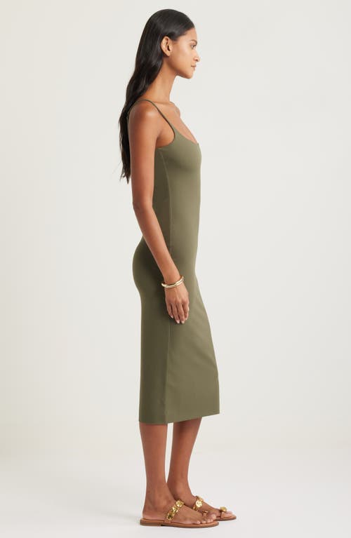 Open Edit Smooth Edit Strappy Midi Slipdress In Olive Sarma