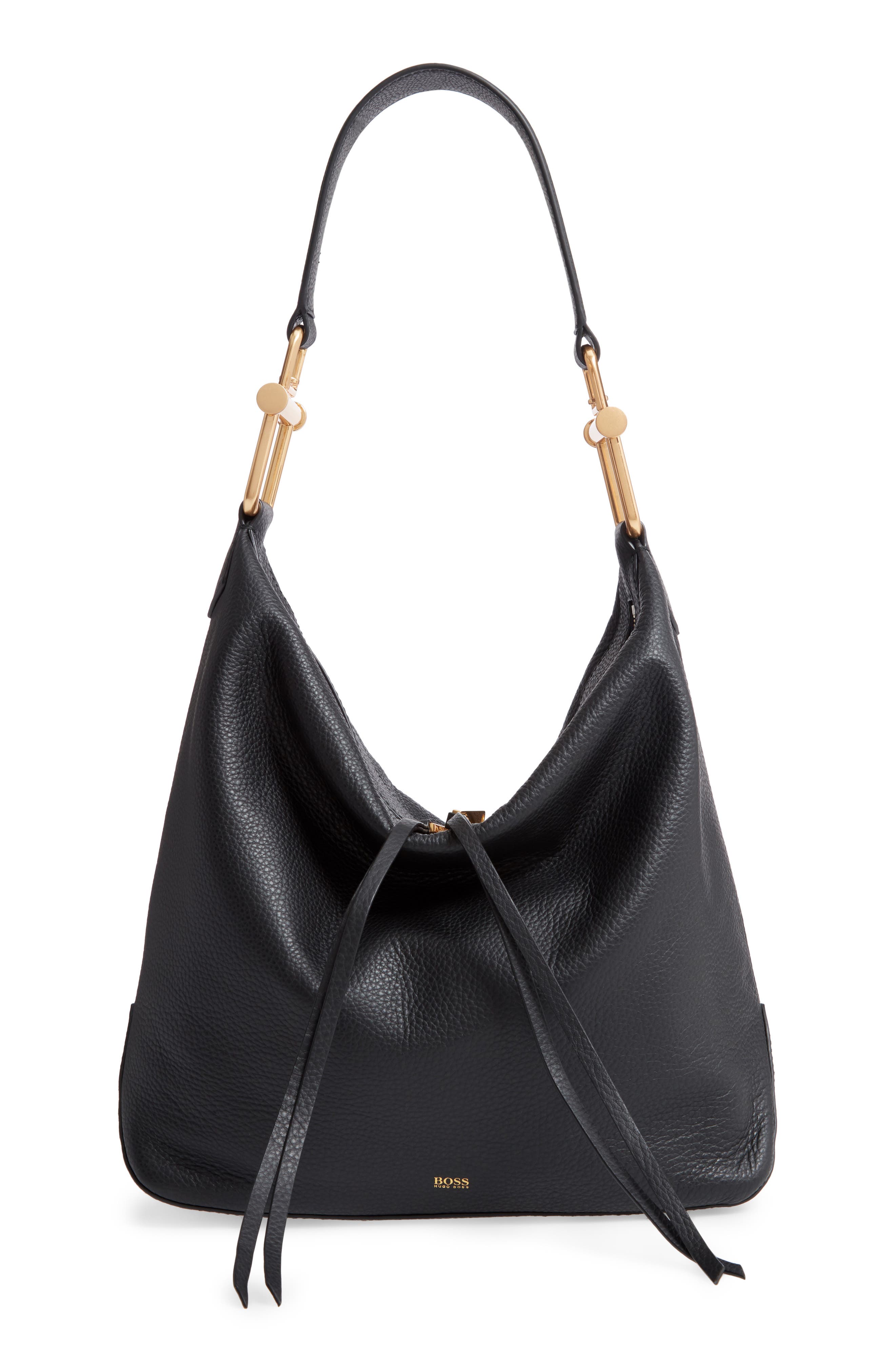 BOSS Small Kirsten Leather Hobo, Main, color, 